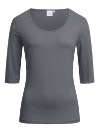 Halbarm Shirt Damen Grau